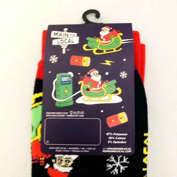 Tesla Santa & Sleigh Men's Crew Socks Sleigh Charging Station OSFM - Picture 5 of 5